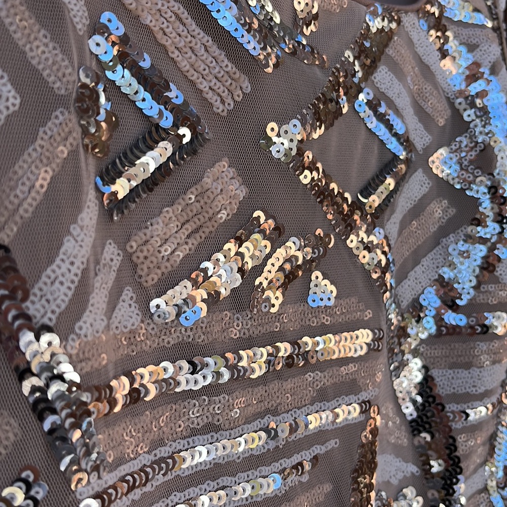 Cache Blush And Silver Sequin Geometric Design Ev… - image 6